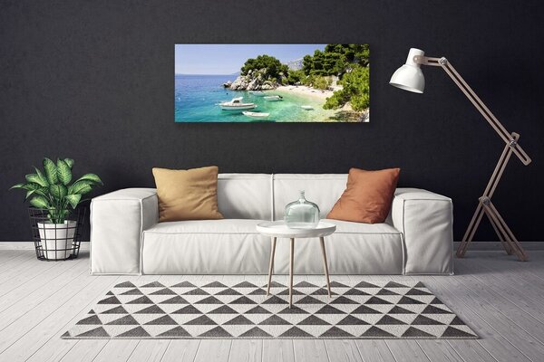 Obraz canvas Skaliste Wybrzeże z Łodziami