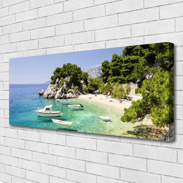 Obraz canvas Skaliste Wybrzeże z Łodziami