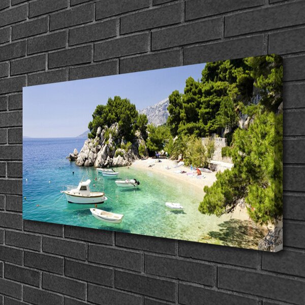 Obraz canvas Skaliste Wybrzeże z Łodziami