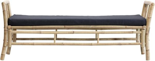 Ławka ogrodowa z drewna bambusowego z tapicerowanym siedziskiem Mandisa