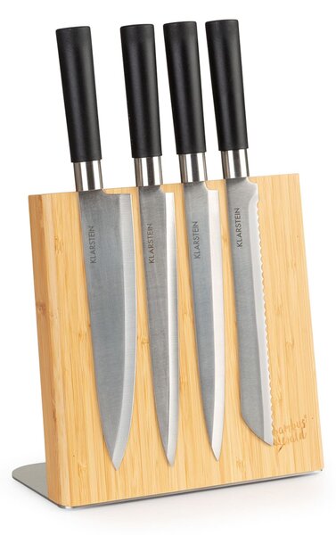 Klarstein Magnetyczny stojak na noże, blok, ukośny, 4–6 noży, bambus, stal szlachetna