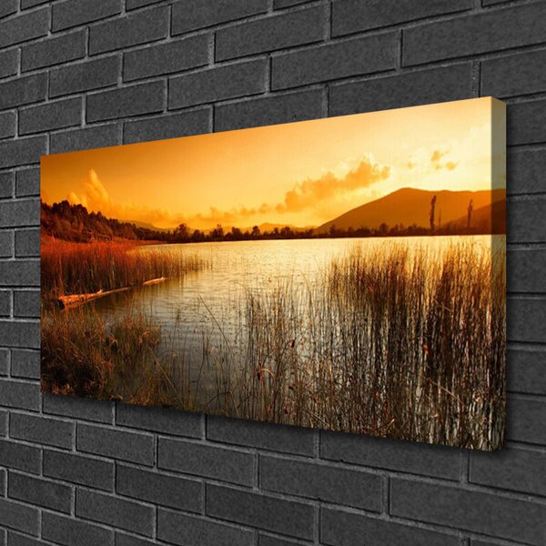 Obraz canvas Ognisty Zachód nad Jeziorem