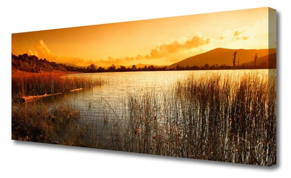 Obraz canvas Ognisty Zachód nad Jeziorem