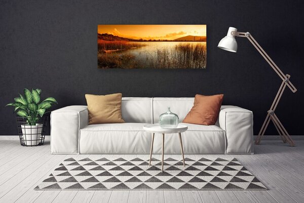 Obraz canvas Ognisty Zachód nad Jeziorem
