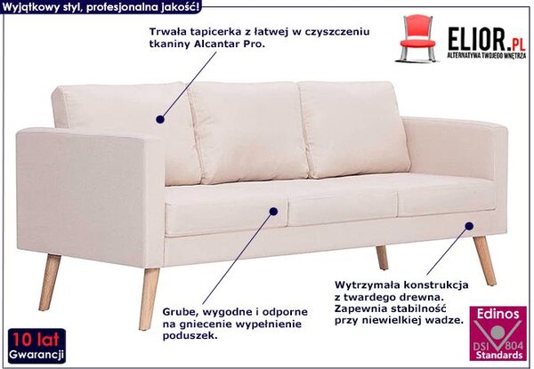 Trzyosobowa kremowa kanapa T6-D88