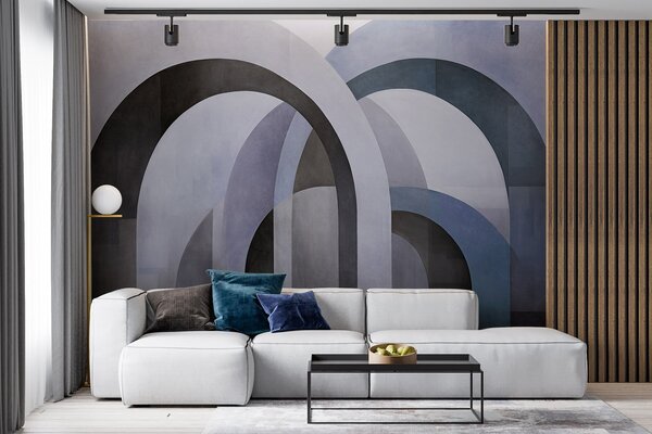 Fototapety Abstrakcyjne, teksturowane łuki geometryczne w odcieniach niebieskiego,, Fototapety 3D, Fototapety 3d geometryczna, w09611v1 : Uwalls.pl