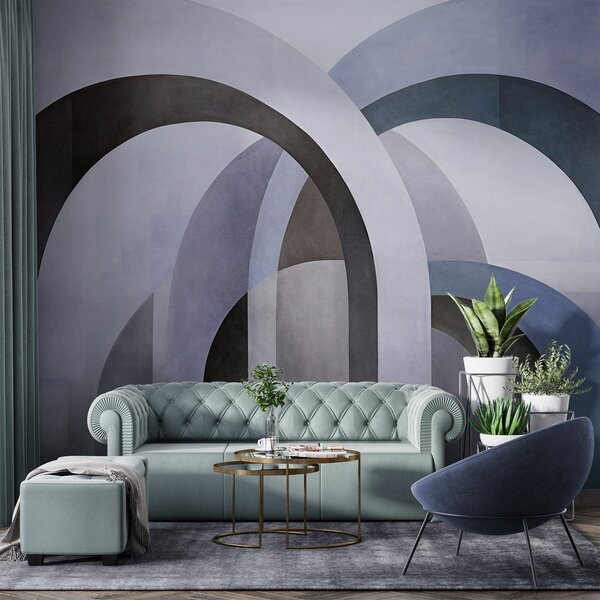 Fototapety Abstrakcyjne, teksturowane łuki geometryczne w odcieniach niebieskiego,, Fototapety 3D, Fototapety 3d geometryczna, w09611v1 : Uwalls.pl