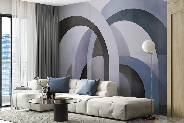 Fototapety Abstrakcyjne, teksturowane łuki geometryczne w odcieniach niebieskiego,, Fototapety 3D, Fototapety 3d geometryczna, w09611v1 : Uwalls.pl