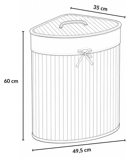 Narożny kosz na pranie ARCO, bambus, 60 l
