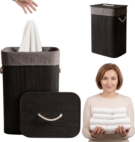Bambusowy kosz na pranie SADE, 80 l