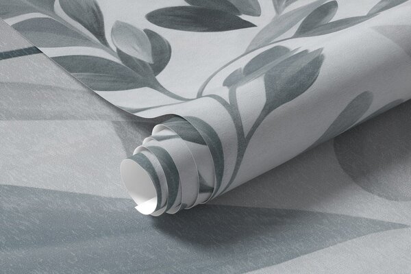 Fototapety Teksturowana grafika botaniczna przedstawiająca różne rośliny i liście w odcieniach niebieskiego, Tapety Wyjątkowe, w09979v1 : Uwalls.pl