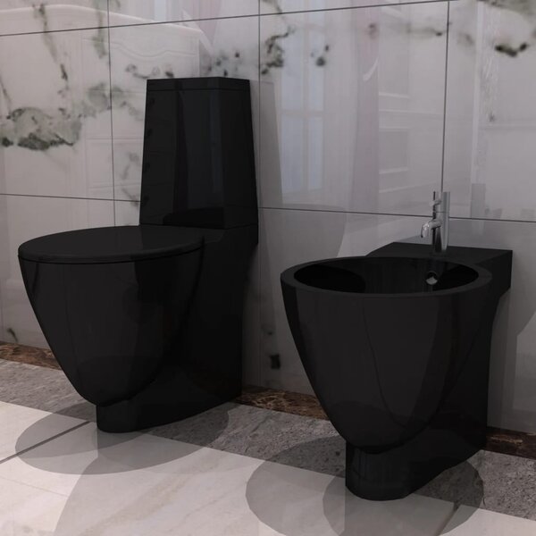 Toaleta ceramiczna z bidetem, czarna