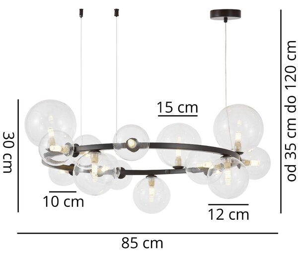 NOWOCZESNA LAMPA WISZĄCA CZARNA MERIDO W15