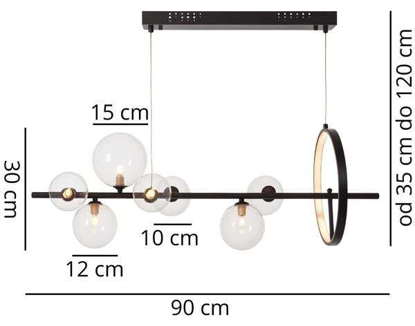 NOWOCZESNA LAMPA WISZĄCA CZARNA MERIDO W7