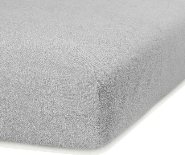 Jasnoszare prześcieradło frotte z gumką 140x200 cm Ruby – Restilo