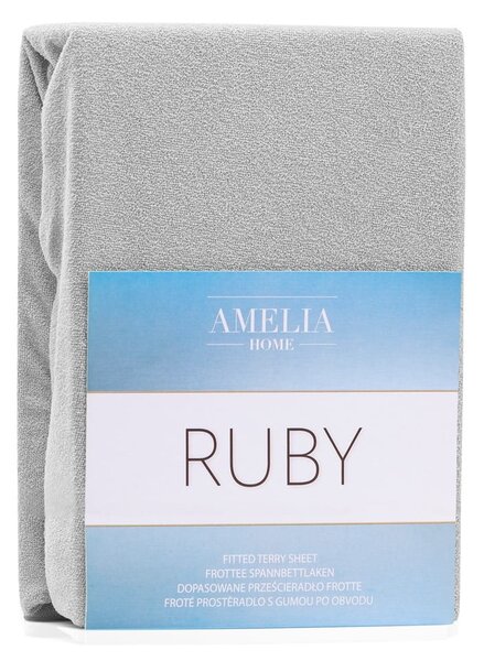 Jasnoszare prześcieradło frotte z gumką 140x200 cm Ruby – Restilo