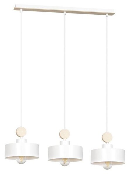 Biała lampa wisząca Raisa 3 w skandynawskim stylu