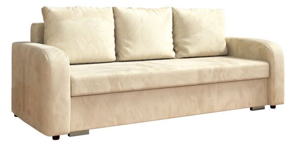 Sofa trzyosobowa z pojemnikiem, rozkładana z funkcją spania - LENA kremowa