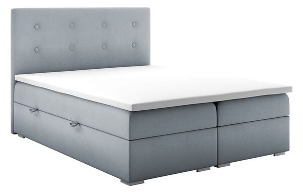 Dwuosobowe łóżko kontynentalne z materacem i pikowanym wezgłowiem - RAMIR 120x200 szary