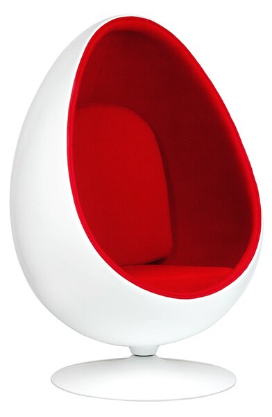 Fotel OVALIA biało-czerwony - włókno szklane, wełna