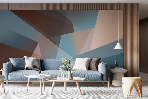 Fototapety abstrakcyjna geometria w odcieniach niebieskiego i brązowego, Fototapety Abstrakcja, w05064 : Uwalls.pl
