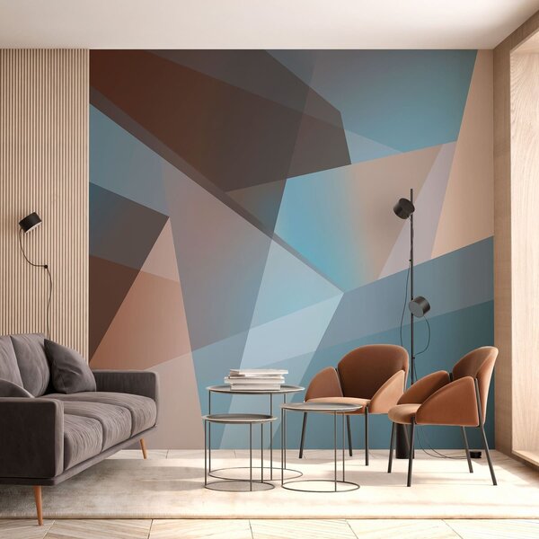 Fototapety abstrakcyjna geometria w odcieniach niebieskiego i brązowego, Fototapety Abstrakcja, w05064 : Uwalls.pl