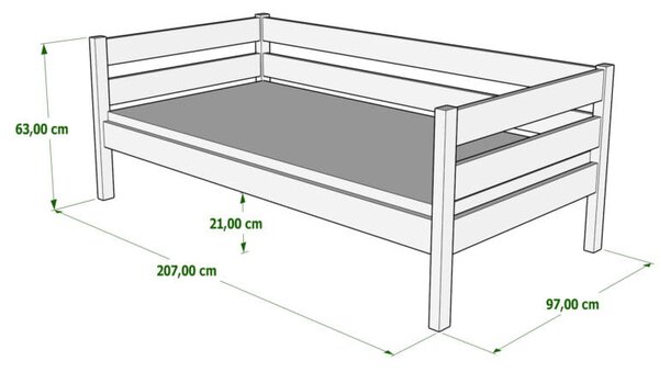 Łóżko drewniane CARO Z z wysokim zagłówkiem | sosna, biel, szarość