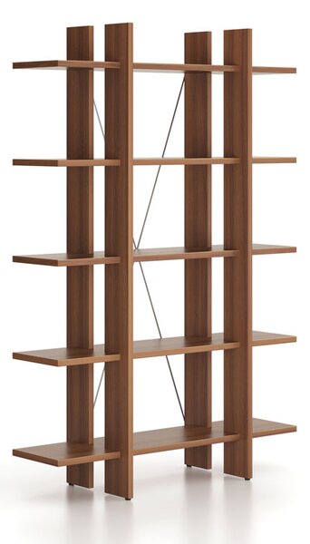 Regał biurowy wysoki krótki SOLID, 1250 x 400 x 1825 mm, orzech
