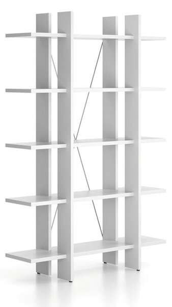 Regał biurowy wysoki krótki SOLID, 1250 x 400 x 1825 mm, biały