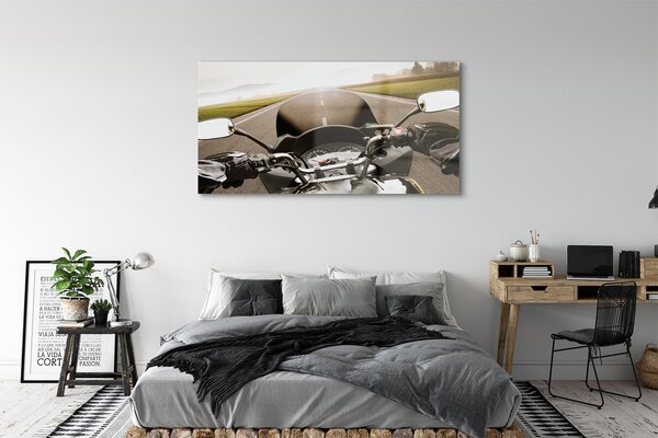 Obraz na szkle Motocykl droga niebo góry