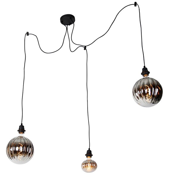 Hanglamp zwart 3-lichts incl. LED smoke dimbaar - Cava Luxe Oswietlenie wewnetrzne