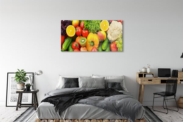 Obraz na szkle Kalafior kiwi ogórek