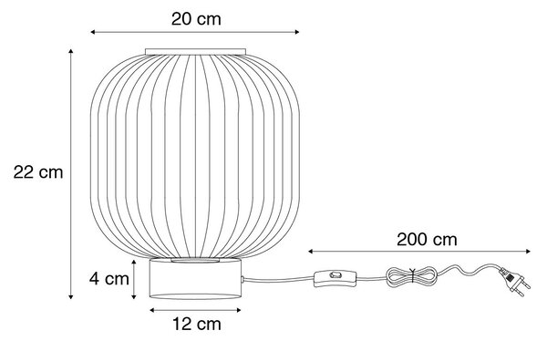 Lampa stołowa Art Deco czarna z przydymionym szkłem ze sznurem świetlnym E27 - Karel