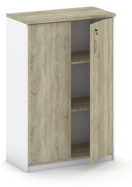 Szafa biurowa MIRELLI, 800 x 400 x 1200 mm, biały/dąb sonoma