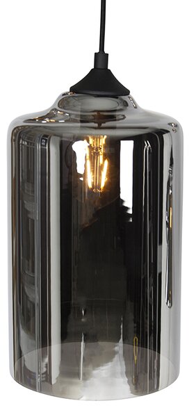 Lampa wisząca w stylu art deco czarna z przydymionym szkłem 6-świateł - Wallace
