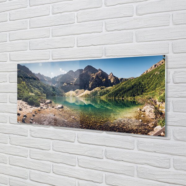 Panel szklany do Kuchni Szczyty Gór nad Lustrem Wody