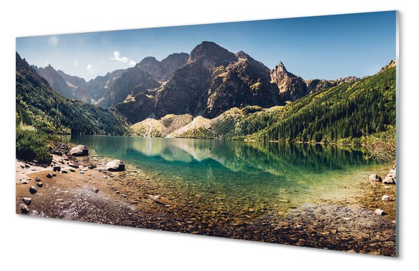 Panel szklany do Kuchni Szczyty Gór nad Lustrem Wody