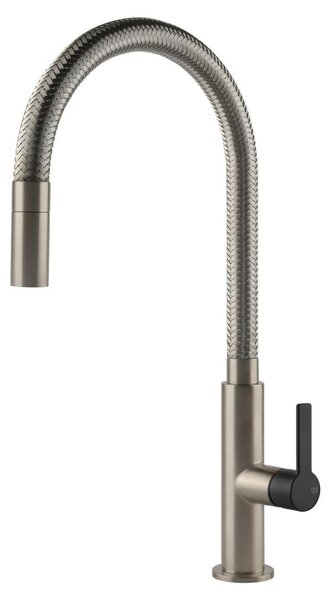 Gessi - Bateria kuchenna Mesh wyciągana wylewka Czarna matowa / Finox