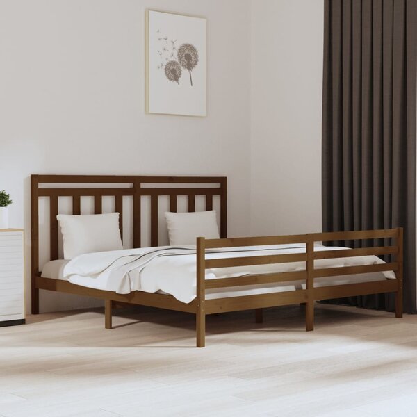 Rama łóżka, miodowy brąz, lite drewno, 180x200 cm
