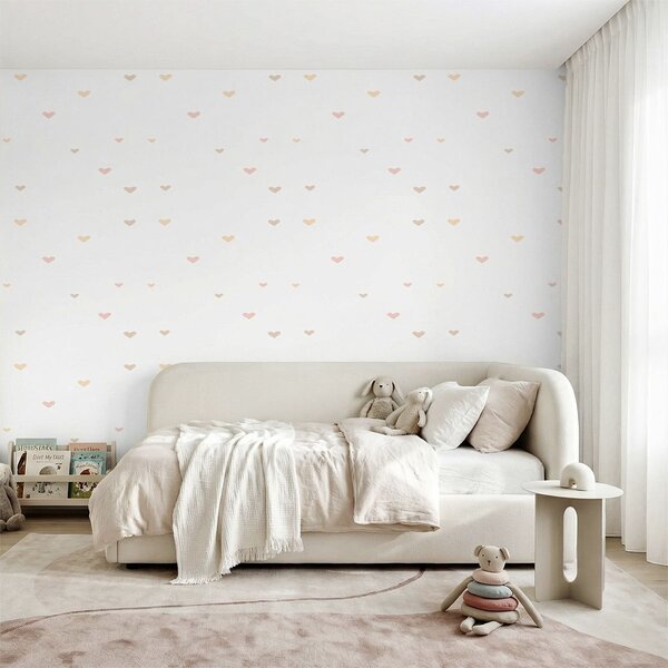 Tapety Rozrzucone pastelowe serca na jasnym tle, Unikalne tapety, a01110 : Uwalls.pl
