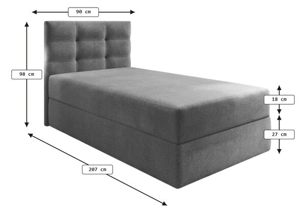 Tapicerowane łóżko kontynentalne GLORIEN VELVET 90x200 cm turkusowa Materac: Materac sprężynowy Bonell