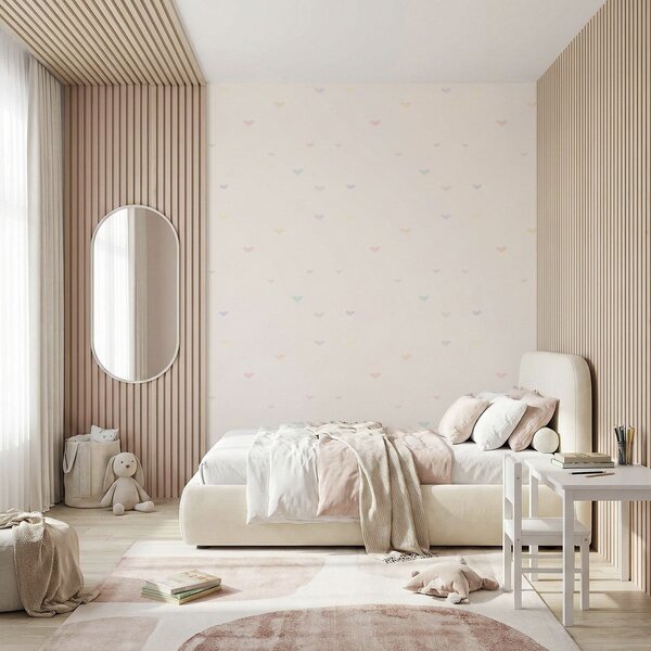 Tapety Rozrzucone pastelowe serca na jasnym tle, Unikalne tapety, a01110 : Uwalls.pl
