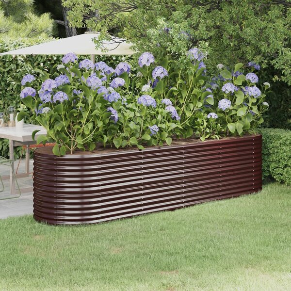 Donica ogrodowa z malowanej proszkowo stali, 296x80x68 cm, brąz