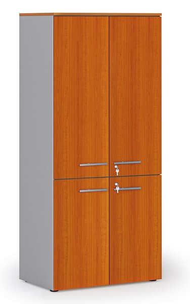 Szafa biurowa pół-drzwi PRIMO GRAY, 800 x 500 x 1781 mm, szary/czereśnia