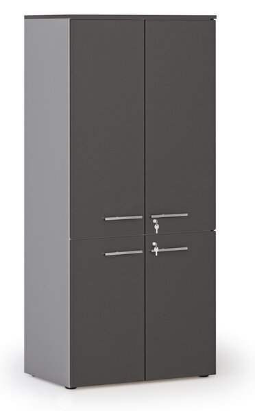 Szafa biurowa pół-drzwi PRIMO GRAY, 800 x 500 x 1781 mm, szary/grafitowy