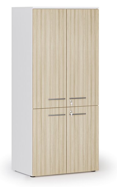 Szafa biurowa pół-drzwi PRIMO WHITE, 800 x 500 x 1781 mm, biały/dąb naturalny