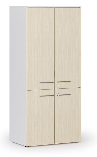 Szafa biurowa pół-drzwi PRIMO WHITE, 800 x 500 x 1781 mm, biały/brzoza
