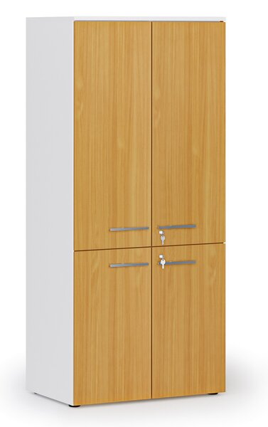 Szafa biurowa pół-drzwi PRIMO WHITE, 800 x 500 x 1781 mm, biały/buk