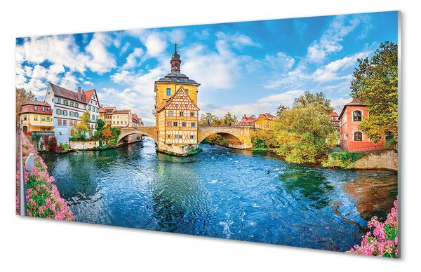 Obraz na szkle Niemcy Rzeka mosty stare miasto