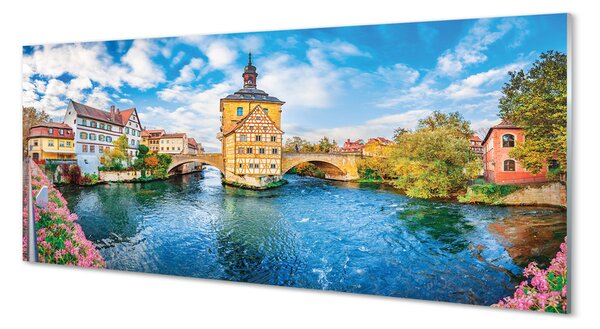 Obraz na szkle Niemcy Rzeka mosty stare miasto